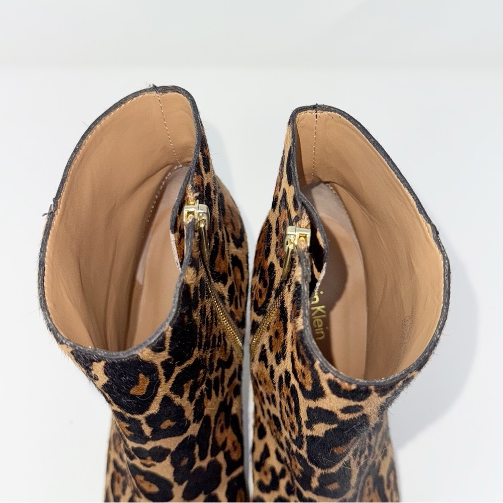 Calvin Klein women’s Martha Brown and Black  leopard ankle Heeled Boots size 9 - Picture 4 of 15